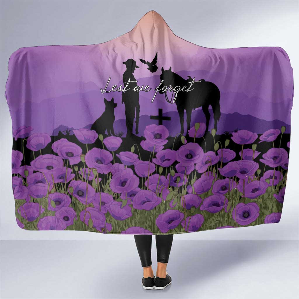 Australia ANZAC Animal Heroes Hooded Blanket Purple Poppies