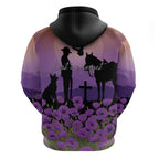 Australia ANZAC Animal Heroes Hoodie Purple Poppies