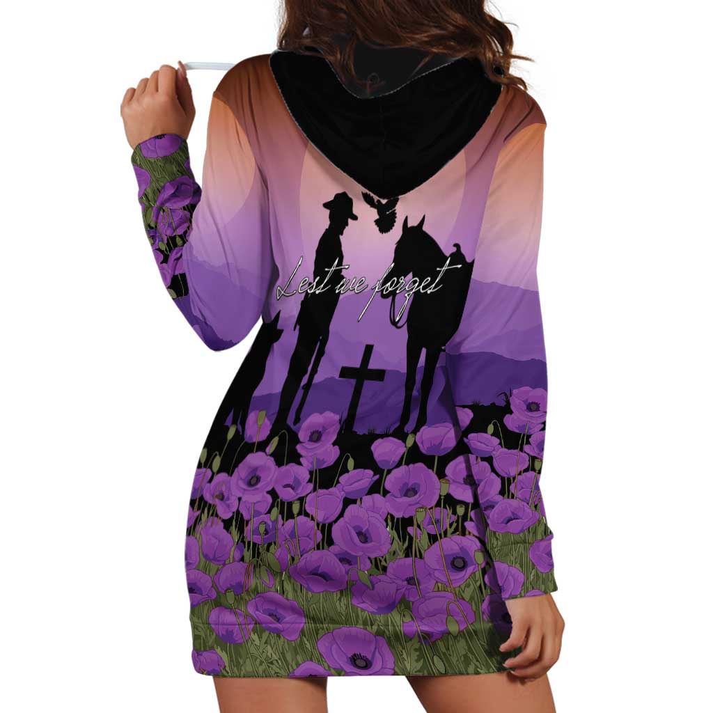 Australia ANZAC Animal Heroes Hoodie Dress Purple Poppies