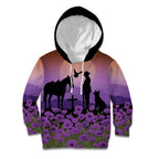 Australia ANZAC Animal Heroes Kid Hoodie Purple Poppies