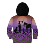 Australia ANZAC Animal Heroes Kid Hoodie Purple Poppies