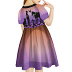 Australia ANZAC Animal Heroes Kid Short Sleeve Dress Purple Poppies