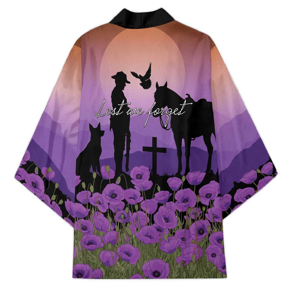 Australia ANZAC Animal Heroes Kimono Purple Poppies