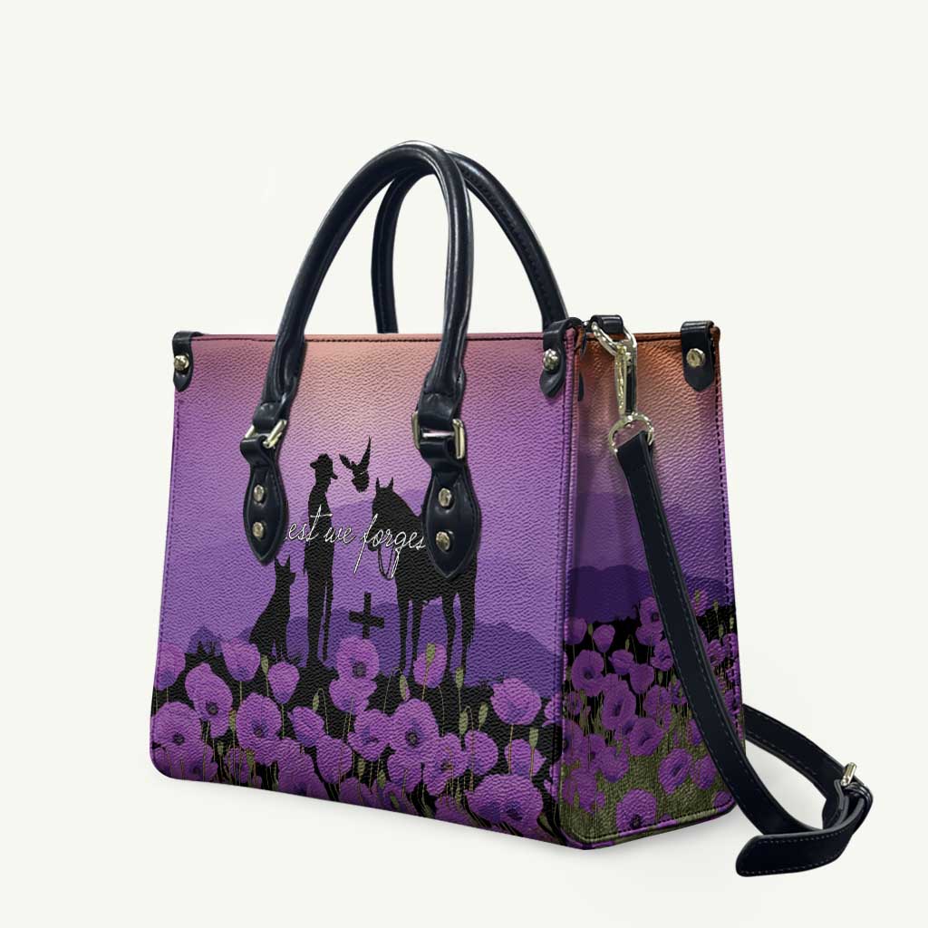 Australia ANZAC Animal Heroes Leather Bag Purple Poppies