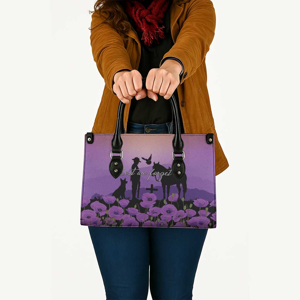 Australia ANZAC Animal Heroes Leather Bag Purple Poppies