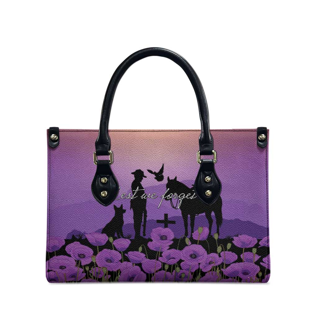 Australia ANZAC Animal Heroes Leather Bag Purple Poppies