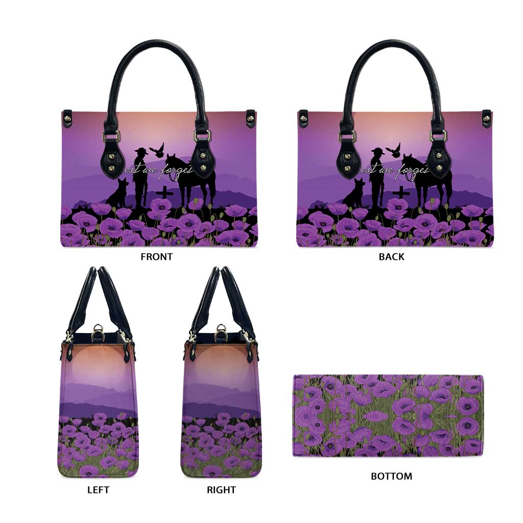 Australia ANZAC Animal Heroes Leather Bag Purple Poppies
