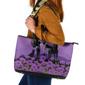 Australia ANZAC Animal Heroes Leather Tote Bag Purple Poppies