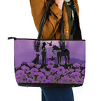 Australia ANZAC Animal Heroes Leather Tote Bag Purple Poppies