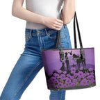 Australia ANZAC Animal Heroes Leather Tote Bag Purple Poppies