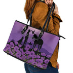 Australia ANZAC Animal Heroes Leather Tote Bag Purple Poppies
