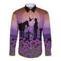 Australia ANZAC Animal Heroes Long Sleeve Button Shirt Purple Poppies