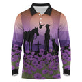 Australia ANZAC Animal Heroes Long Sleeve Polo Shirt Purple Poppies