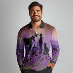 Australia ANZAC Animal Heroes Long Sleeve Polo Shirt Purple Poppies