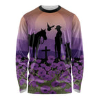 Australia ANZAC Animal Heroes Long Sleeve Shirt Purple Poppies