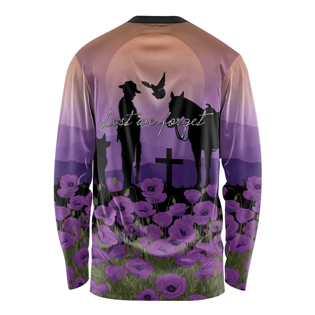 Australia ANZAC Animal Heroes Long Sleeve Shirt Purple Poppies