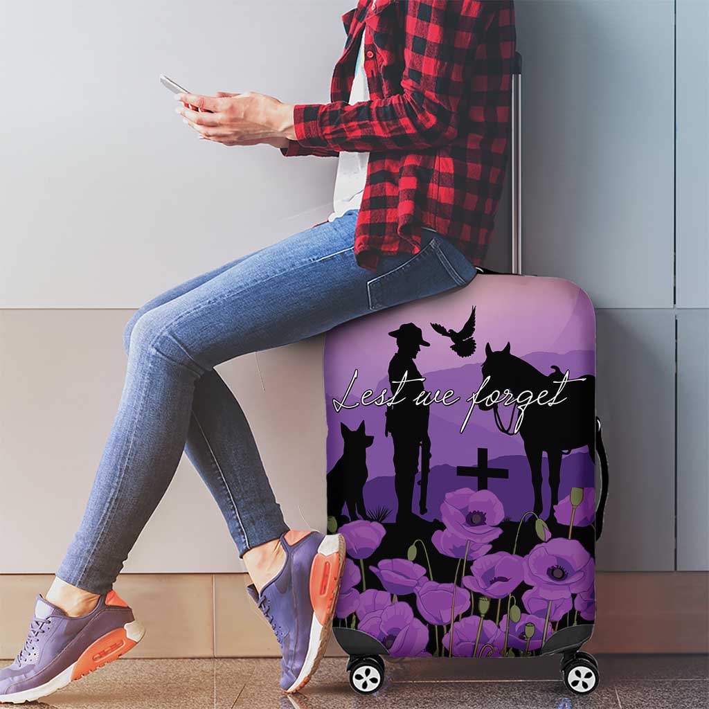 Australia ANZAC Animal Heroes Luggage Cover Purple Poppies