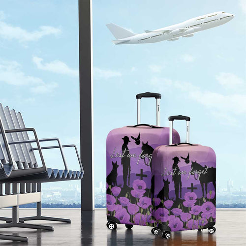 Australia ANZAC Animal Heroes Luggage Cover Purple Poppies