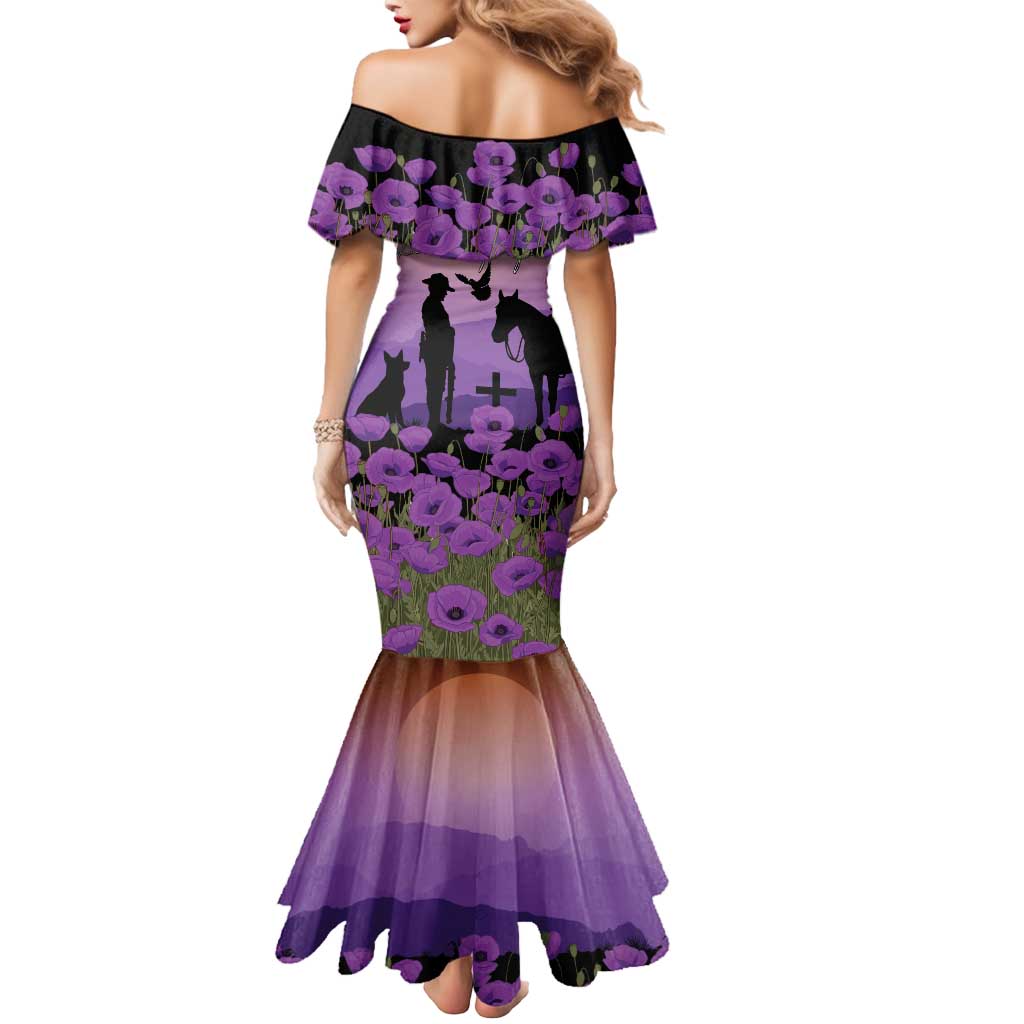 Australia ANZAC Animal Heroes Mermaid Dress Purple Poppies