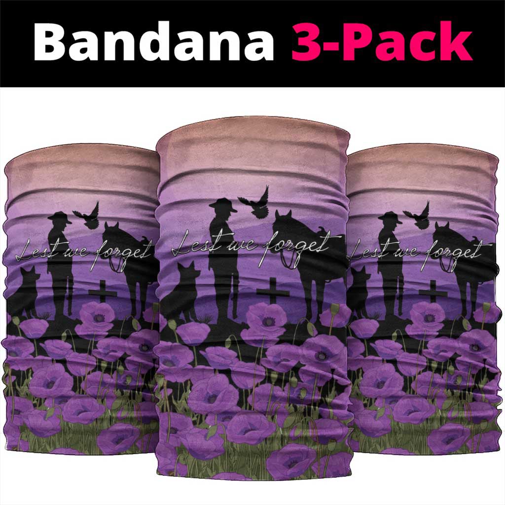 Australia ANZAC Animal Heroes Neck Gaiter Purple Poppies