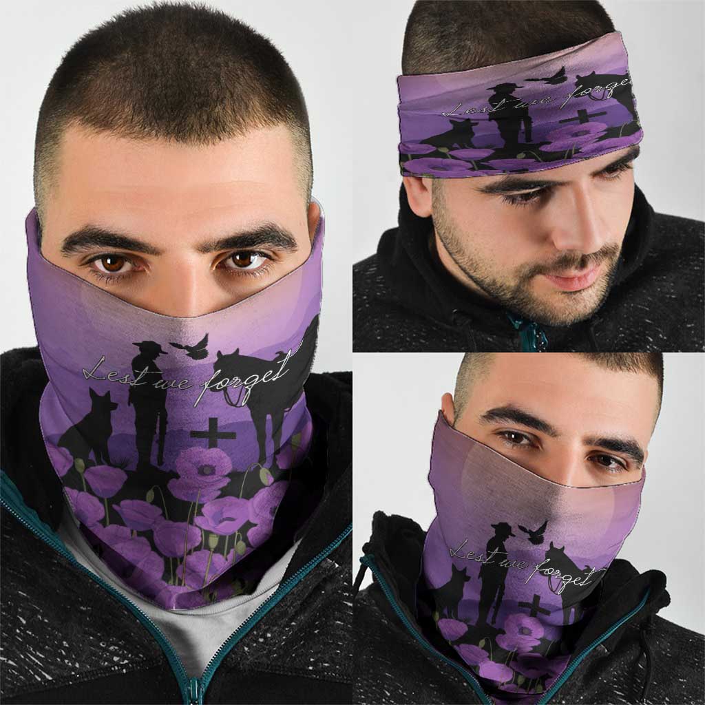 Australia ANZAC Animal Heroes Neck Gaiter Purple Poppies
