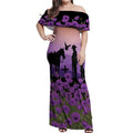 Australia ANZAC Animal Heroes Off Shoulder Maxi Dress Purple Poppies