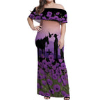 Australia ANZAC Animal Heroes Off Shoulder Maxi Dress Purple Poppies
