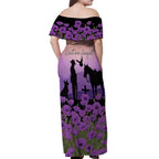 Australia ANZAC Animal Heroes Off Shoulder Maxi Dress Purple Poppies