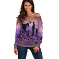 Australia ANZAC Animal Heroes Off Shoulder Sweater Purple Poppies