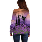 Australia ANZAC Animal Heroes Off Shoulder Sweater Purple Poppies