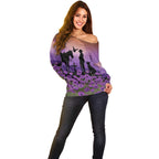 Australia ANZAC Animal Heroes Off Shoulder Sweater Purple Poppies