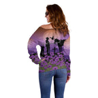 Australia ANZAC Animal Heroes Off Shoulder Sweater Purple Poppies