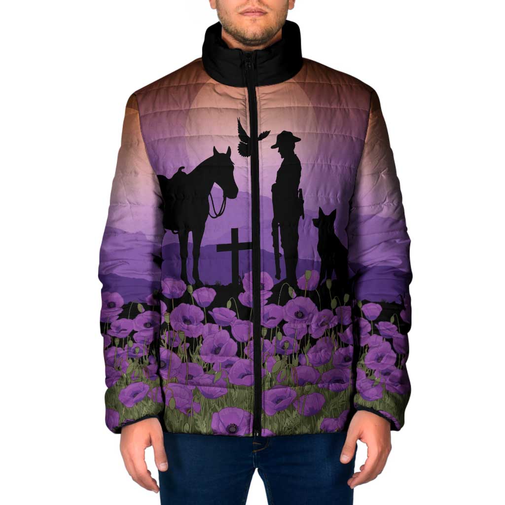 Australia ANZAC Animal Heroes Padded Jacket Purple Poppies
