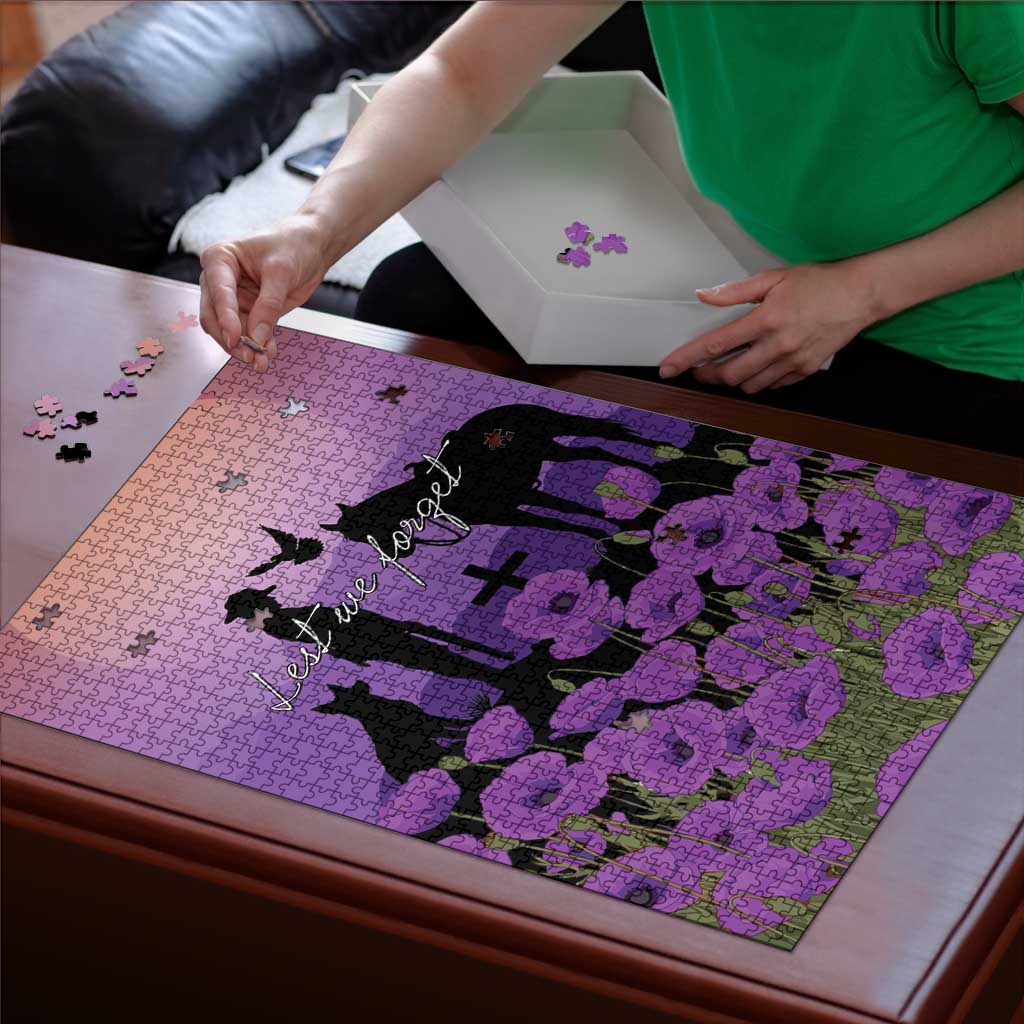 Australia ANZAC Animal Heroes Puzzle Purple Poppies