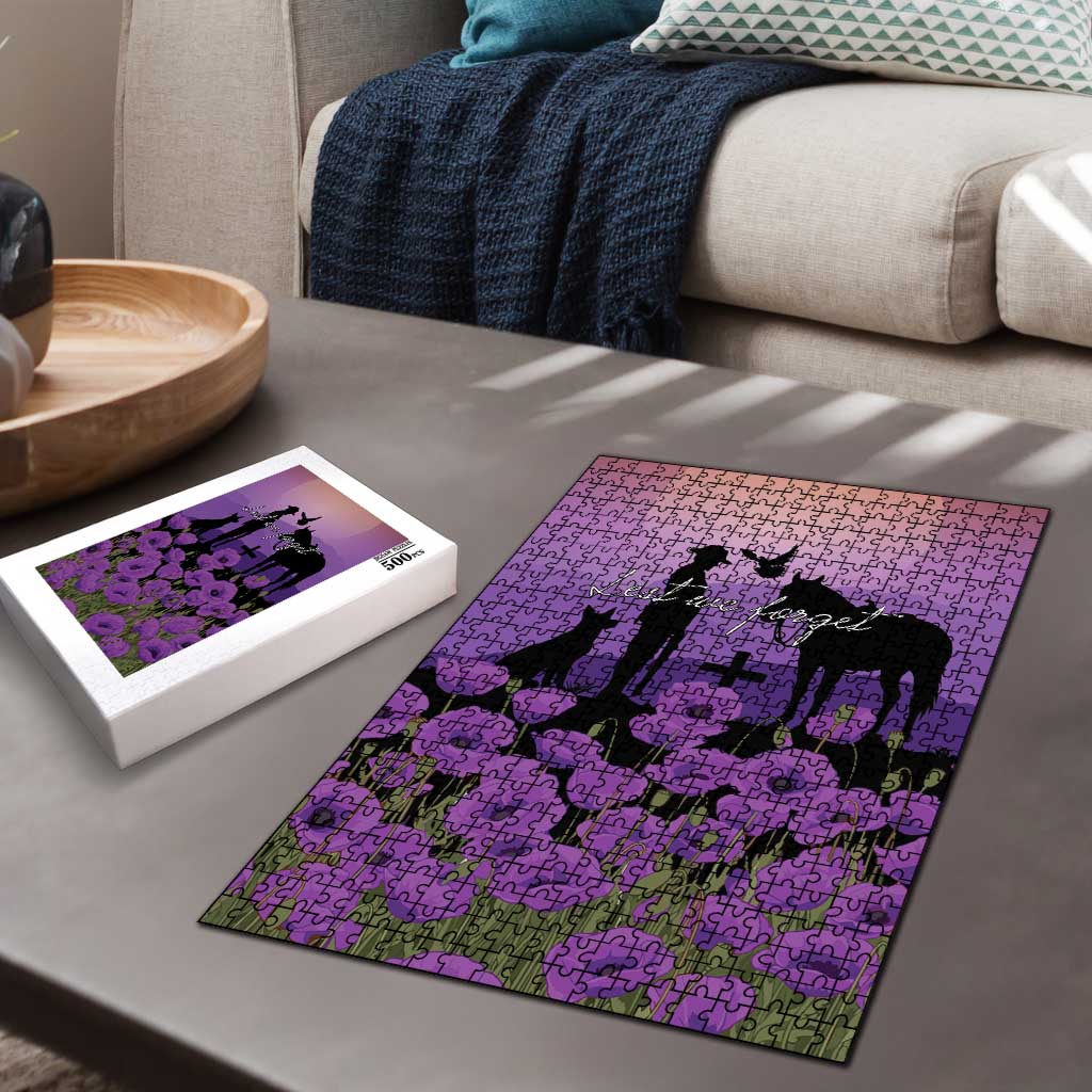 Australia ANZAC Animal Heroes Puzzle Purple Poppies