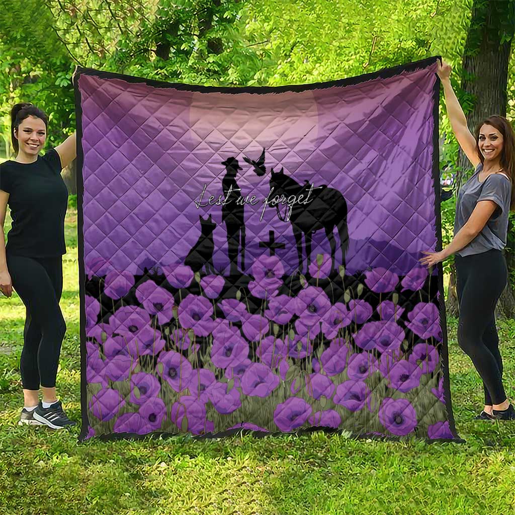 Australia ANZAC Animal Heroes Quilt Purple Poppies