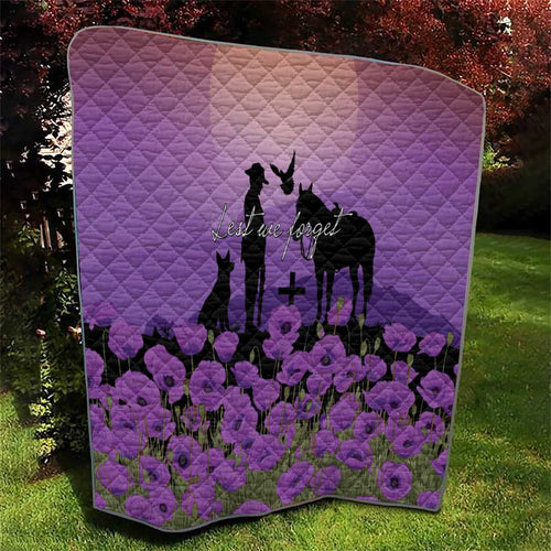 Australia ANZAC Animal Heroes Quilt Purple Poppies