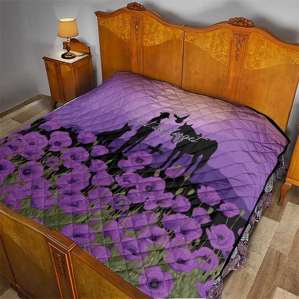 Australia ANZAC Animal Heroes Quilt Purple Poppies