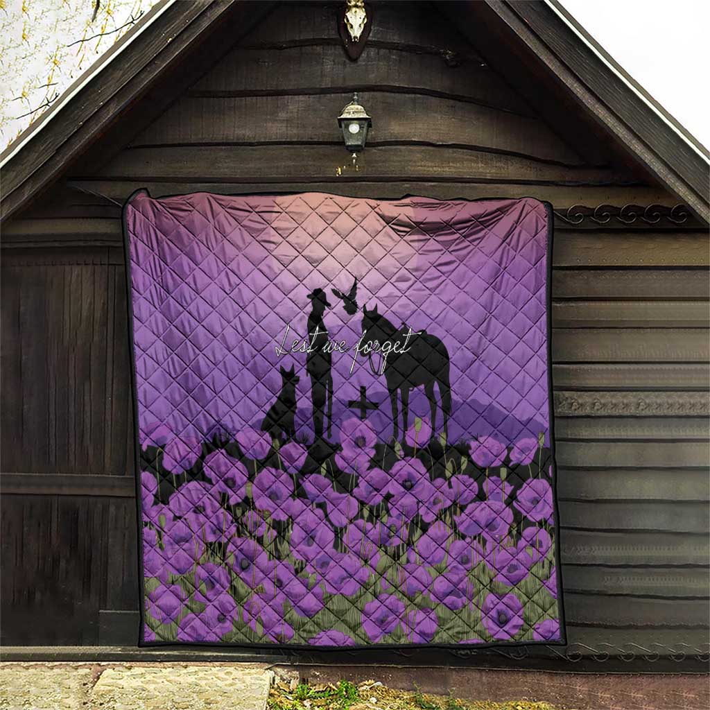 Australia ANZAC Animal Heroes Quilt Purple Poppies