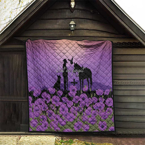 Australia ANZAC Animal Heroes Quilt Purple Poppies