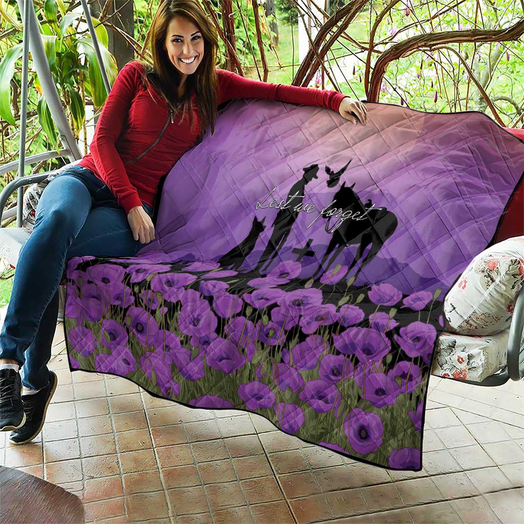 Australia ANZAC Animal Heroes Quilt Purple Poppies
