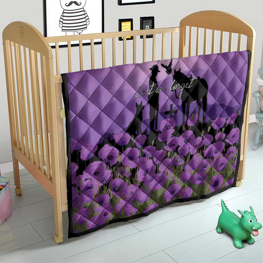 Australia ANZAC Animal Heroes Quilt Purple Poppies