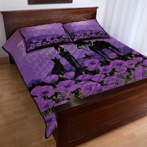 Australia ANZAC Animal Heroes Quilt Bed Set Purple Poppies