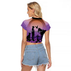 Australia ANZAC Animal Heroes Raglan Cropped T Shirt Purple Poppies