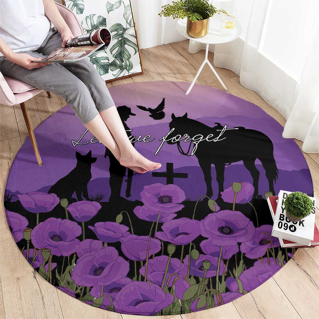 Australia ANZAC Animal Heroes Round Carpet Purple Poppies