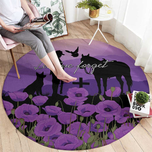 Australia ANZAC Animal Heroes Round Carpet Purple Poppies