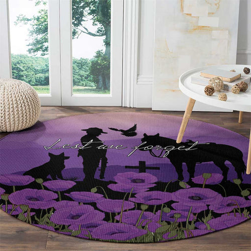 Australia ANZAC Animal Heroes Round Carpet Purple Poppies