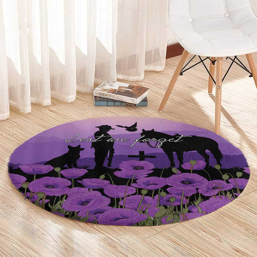 Australia ANZAC Animal Heroes Round Carpet Purple Poppies