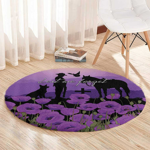 Australia ANZAC Animal Heroes Round Carpet Purple Poppies