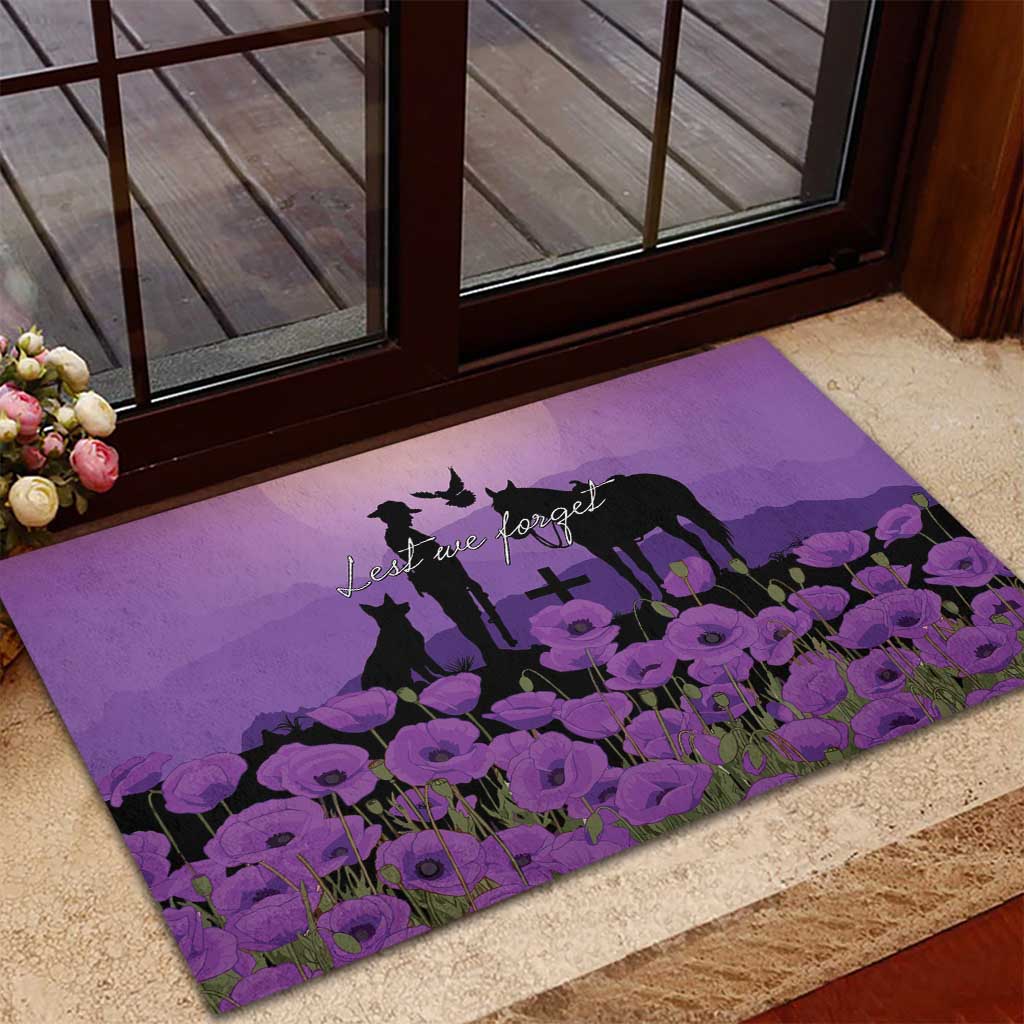 Australia ANZAC Animal Heroes Rubber Doormat Purple Poppies